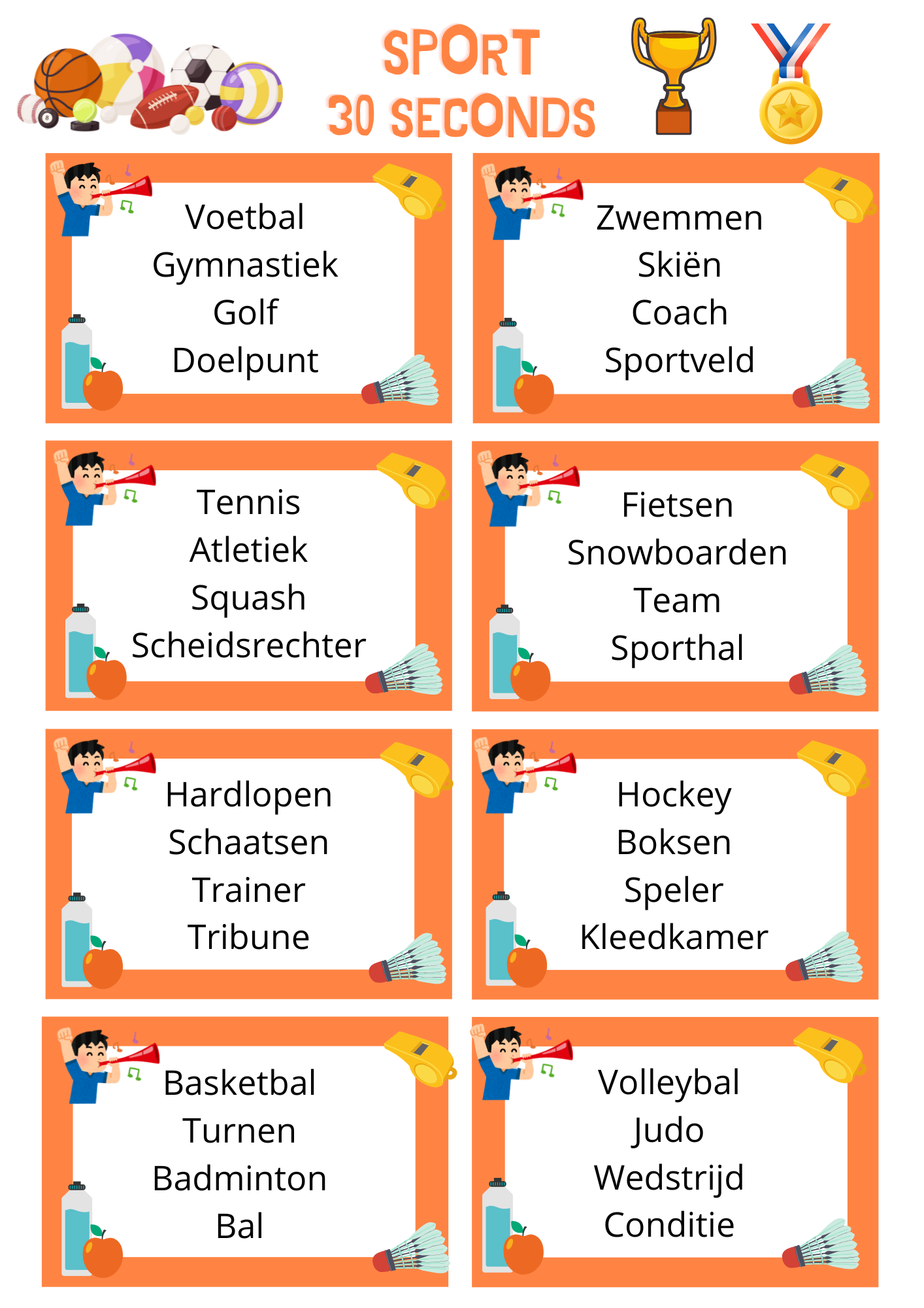 30 seconds - thema 'Sport' (eenvoudige versie)