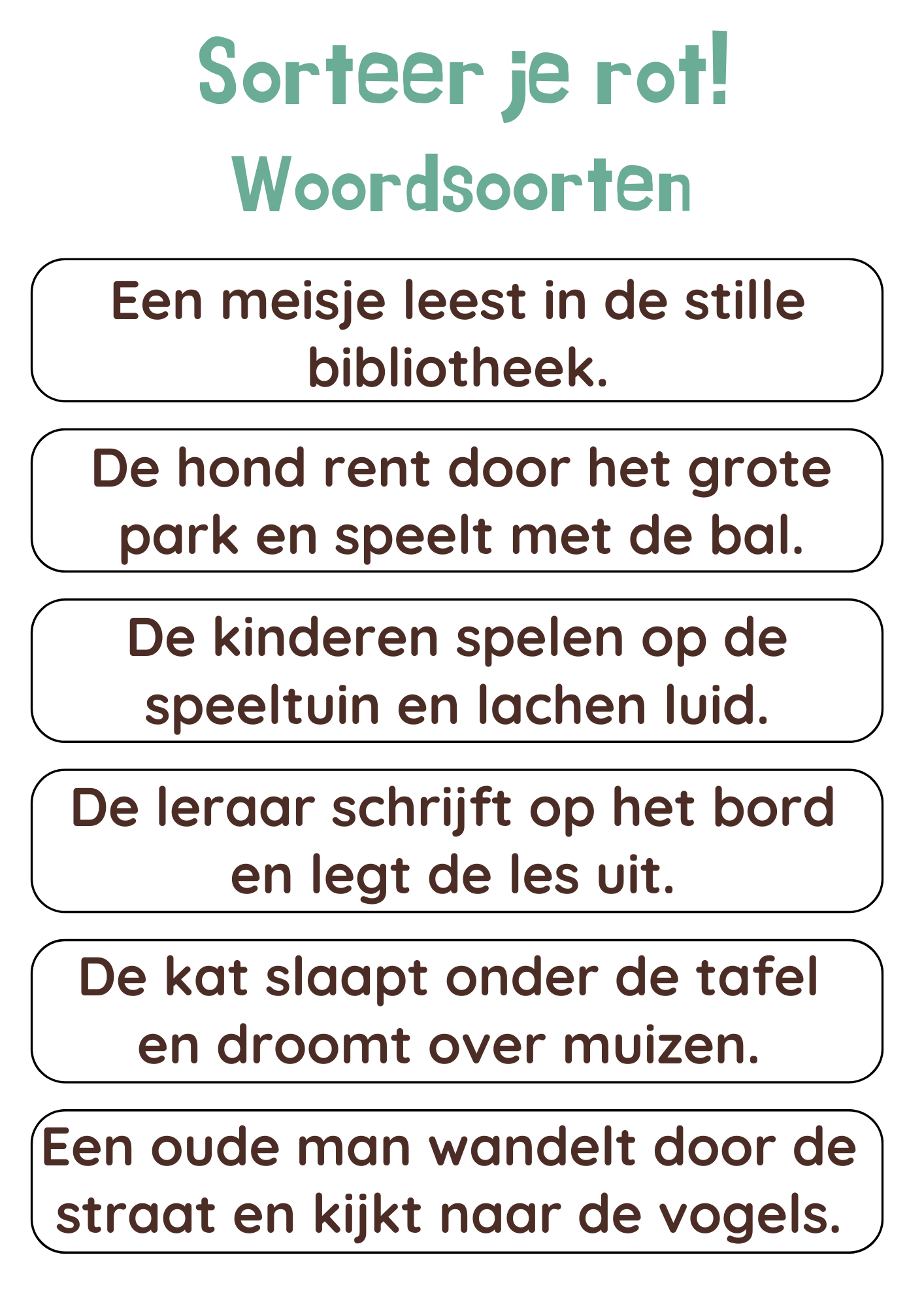 Sorteer je rot! woordsoorten - gratis download