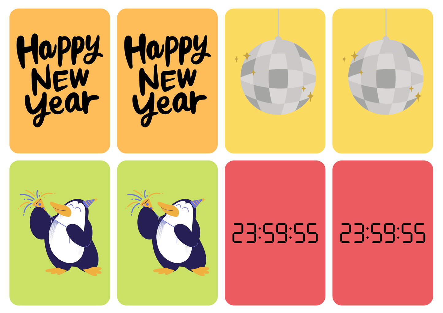 Matching cards - thema 'Nieuwjaar'