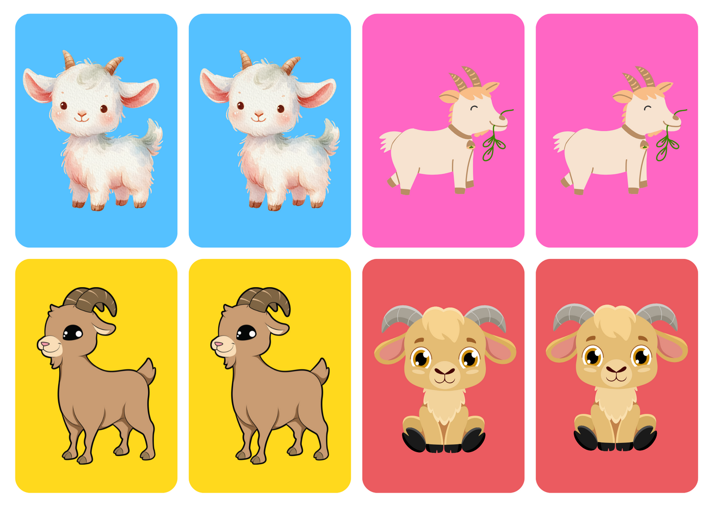 Matching cards - thema 'Geiten'