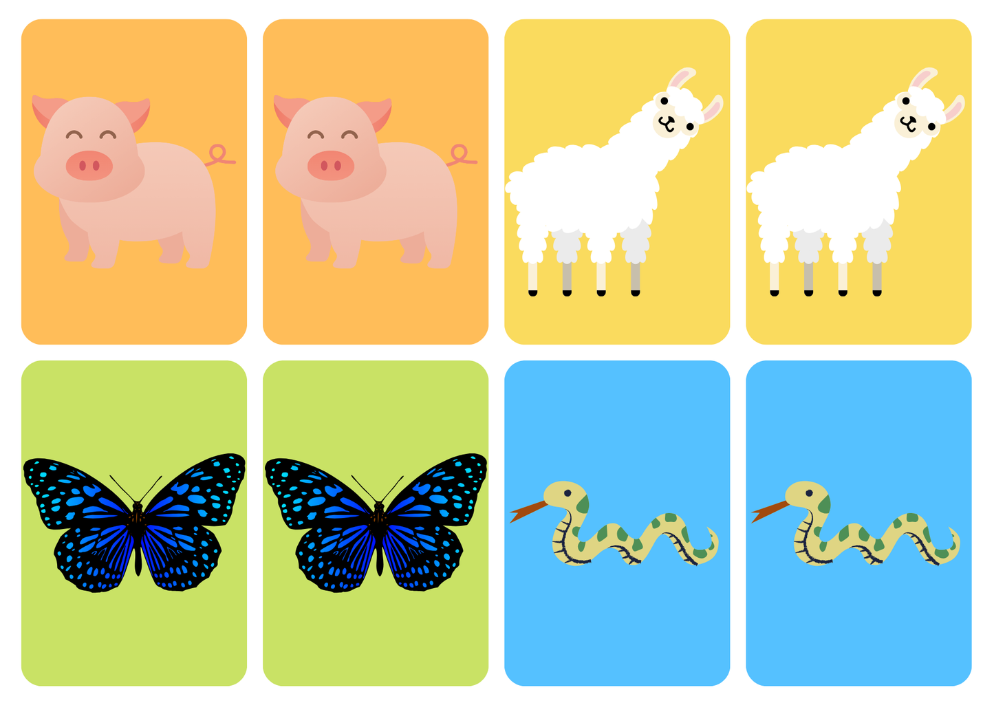 Matching cards - thema 'Dieren'