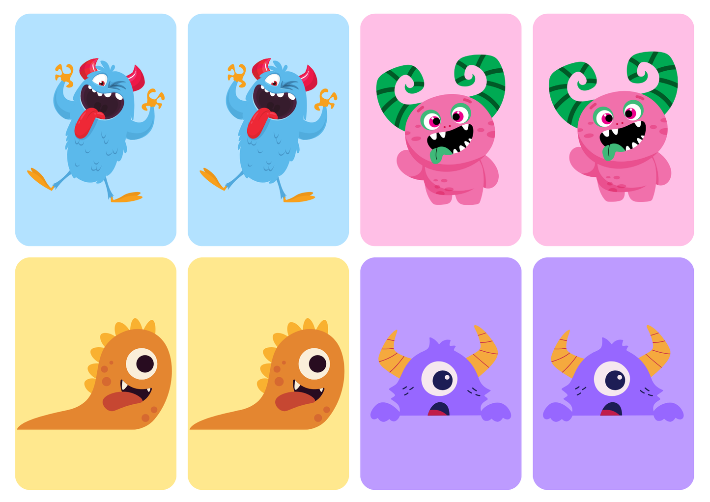 Matching cards - thema 'Monsters'