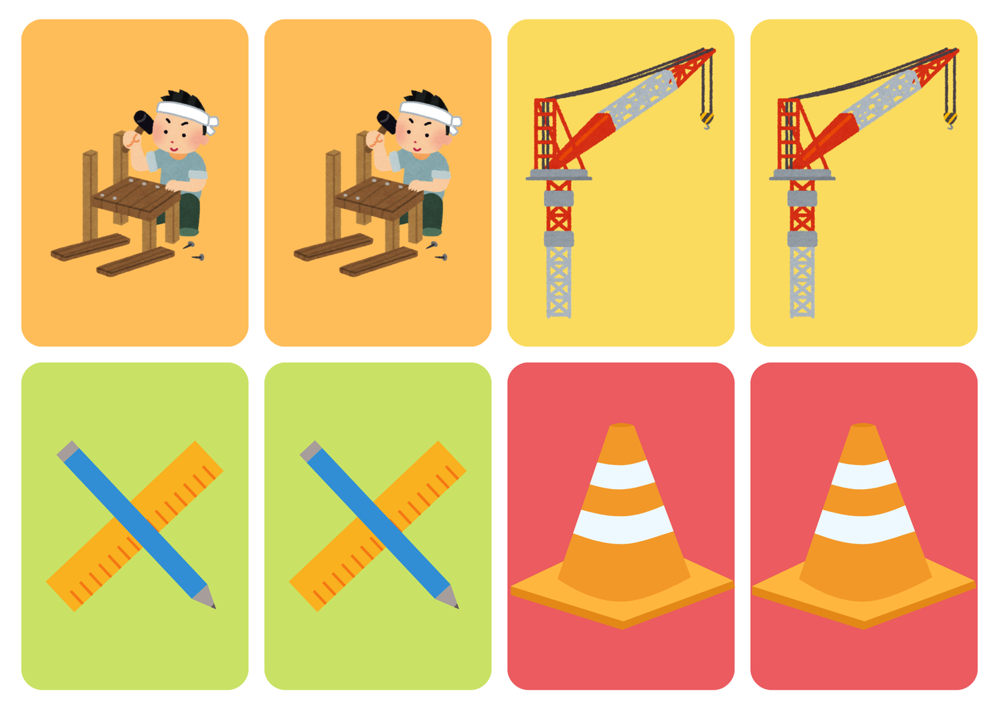 Matching cards thema 'Bouwen'