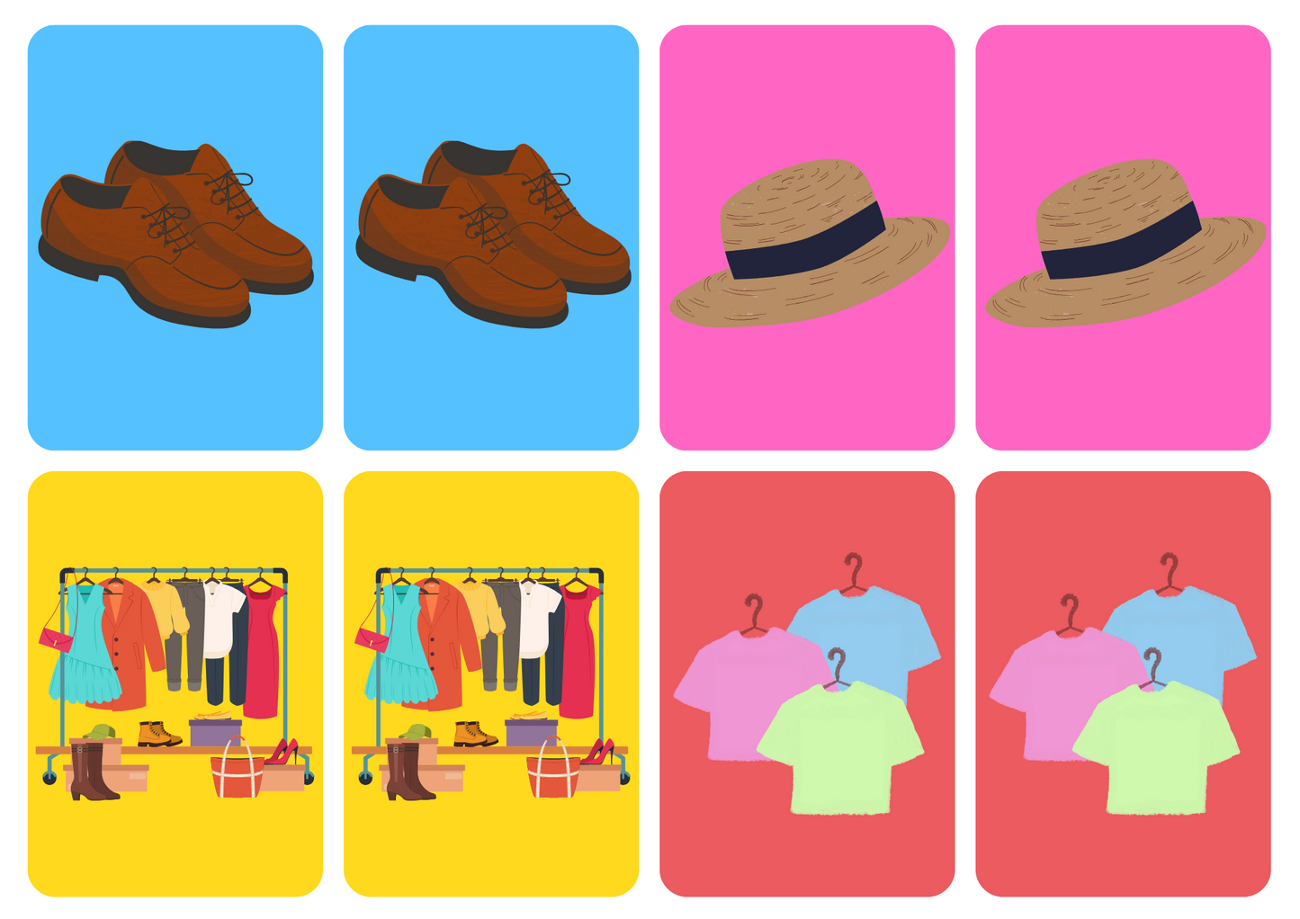 Matching cards - thema 'Kleding'