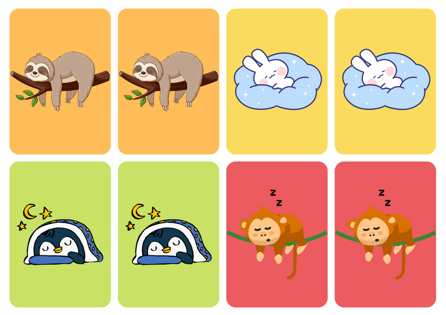 Matching cards - thema 'Slapen'