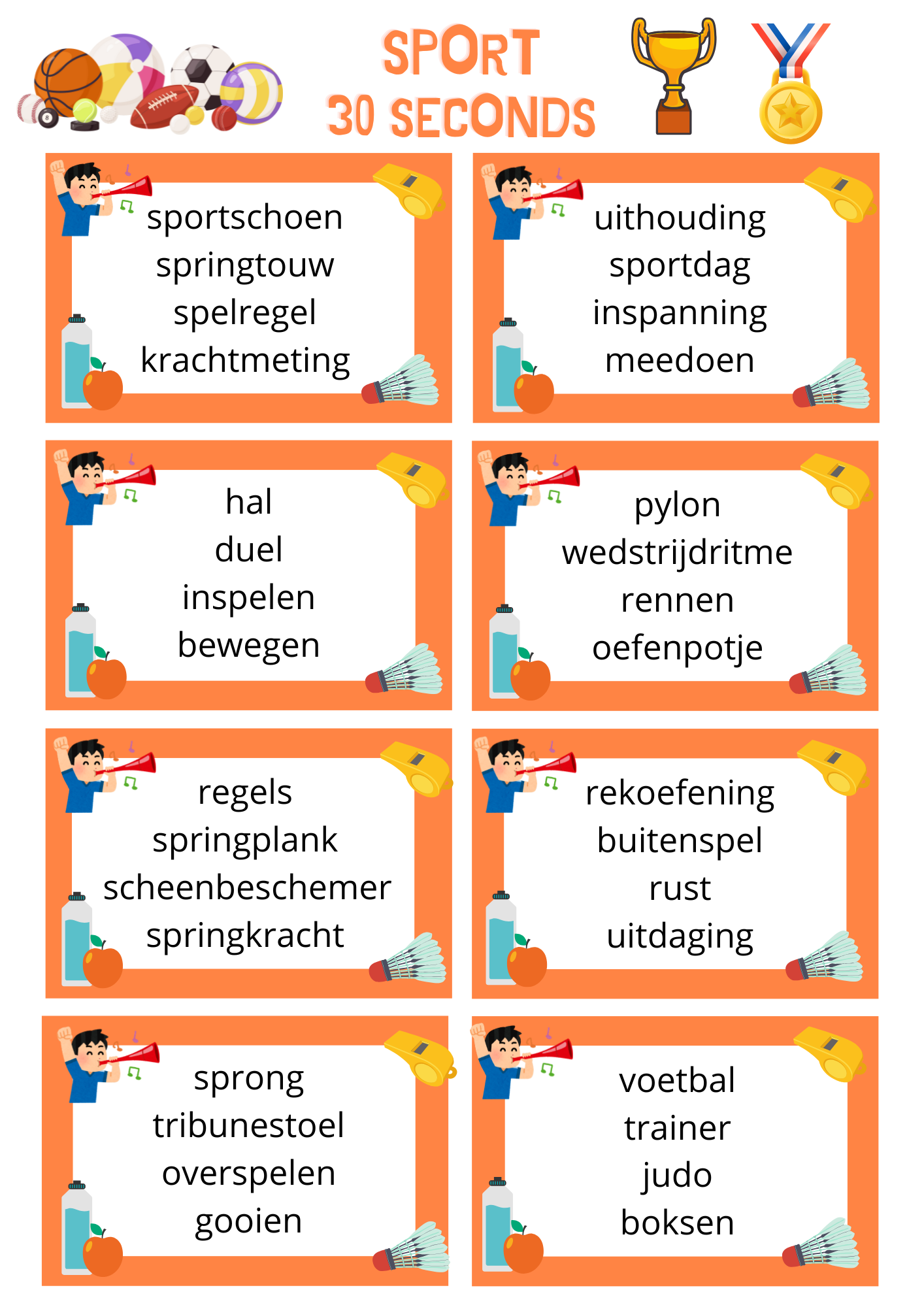 30 seconds - thema 'Sport' (uitgebreide versie)