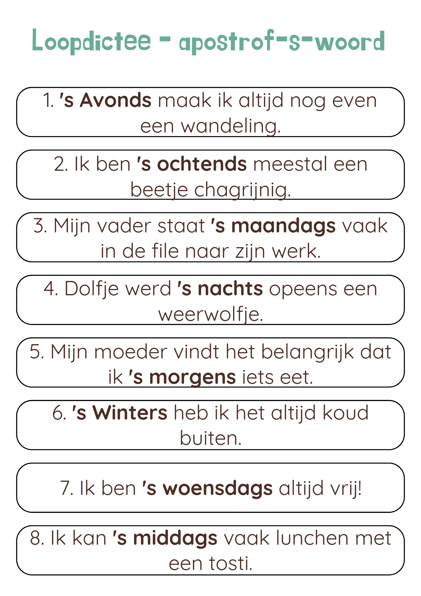 Loopdictee bundel alle spellingscategorieën - groep 5