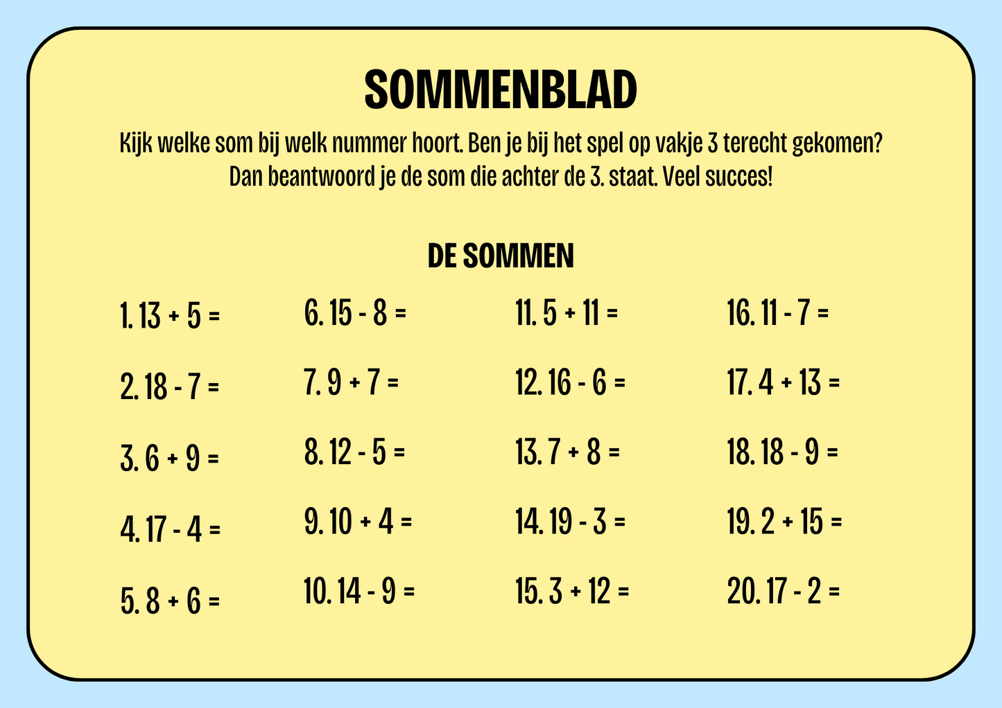Groep 3 sommenspel - gratis download