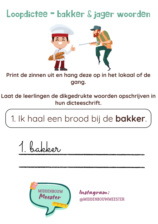 Loopdictee Bakker- en Jagerwoorden - gratis download