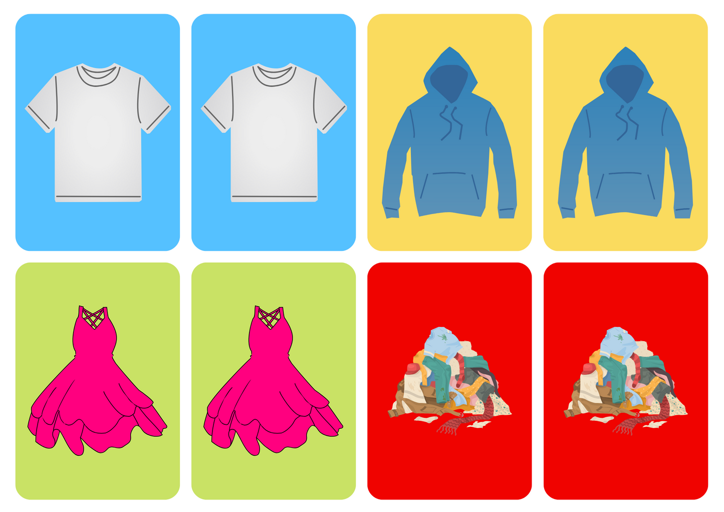 Matching cards - thema 'Kleding'