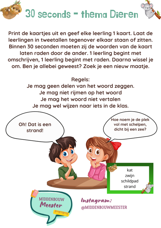 30 seconds - thema Dieren (uitgebreide versie)