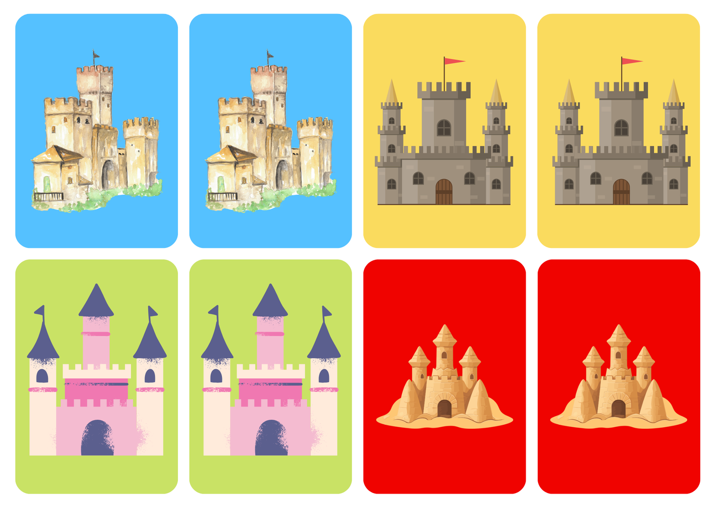 Matching cards - thema 'Ridders en kastelen'