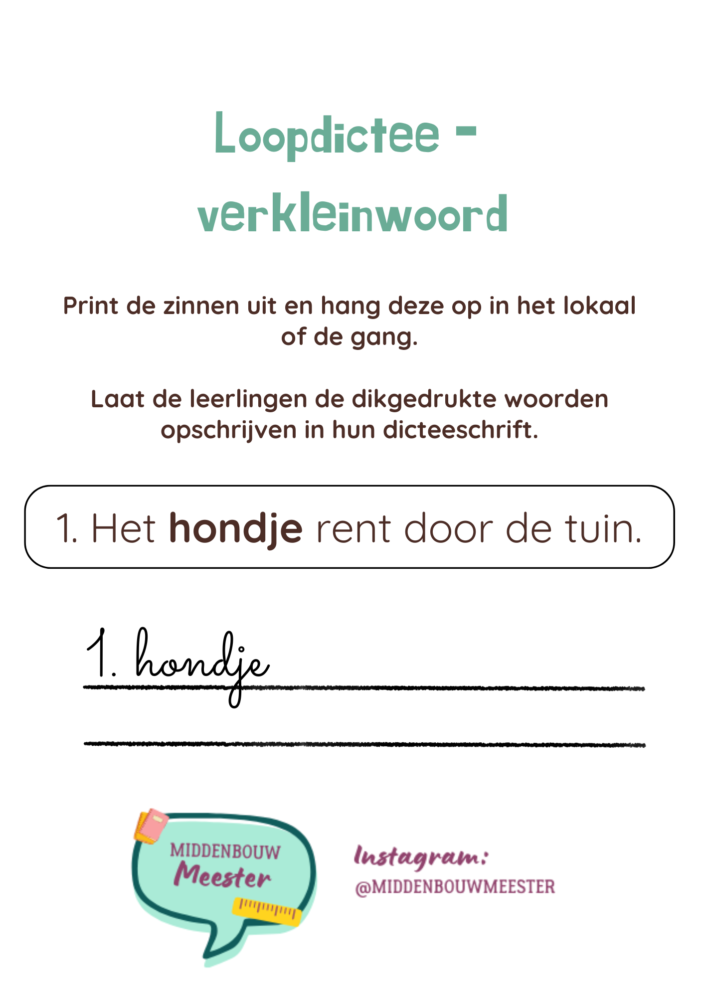 Loopdictee met verkleinwoorden - gratis download
