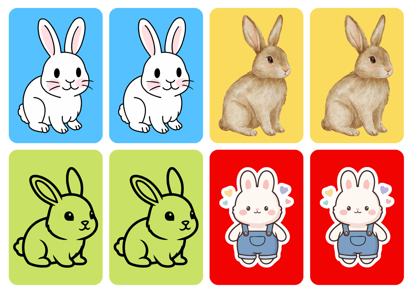 Matching cards thema 'Konijnen'