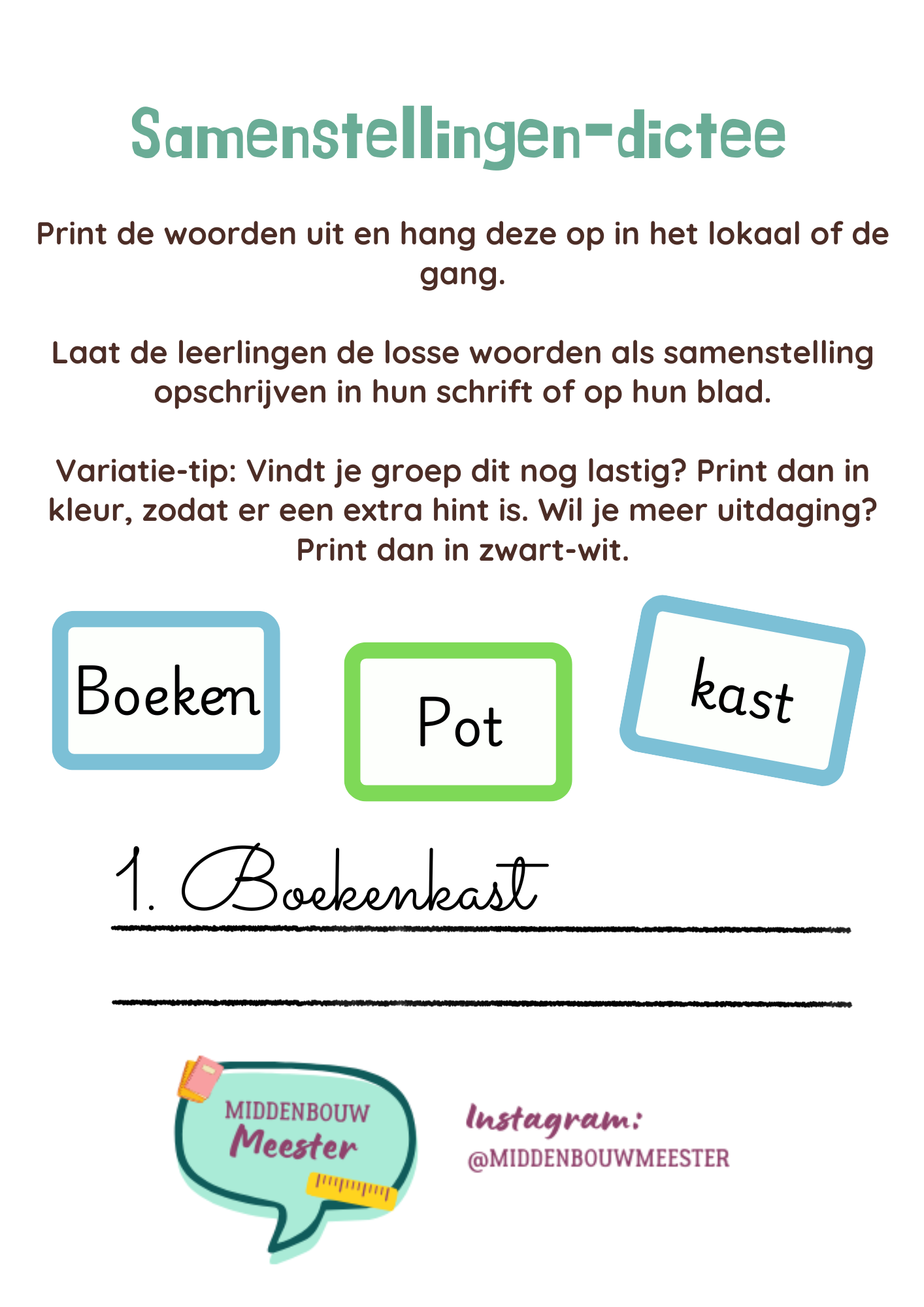 Samenstellingen-dictee - gratis download