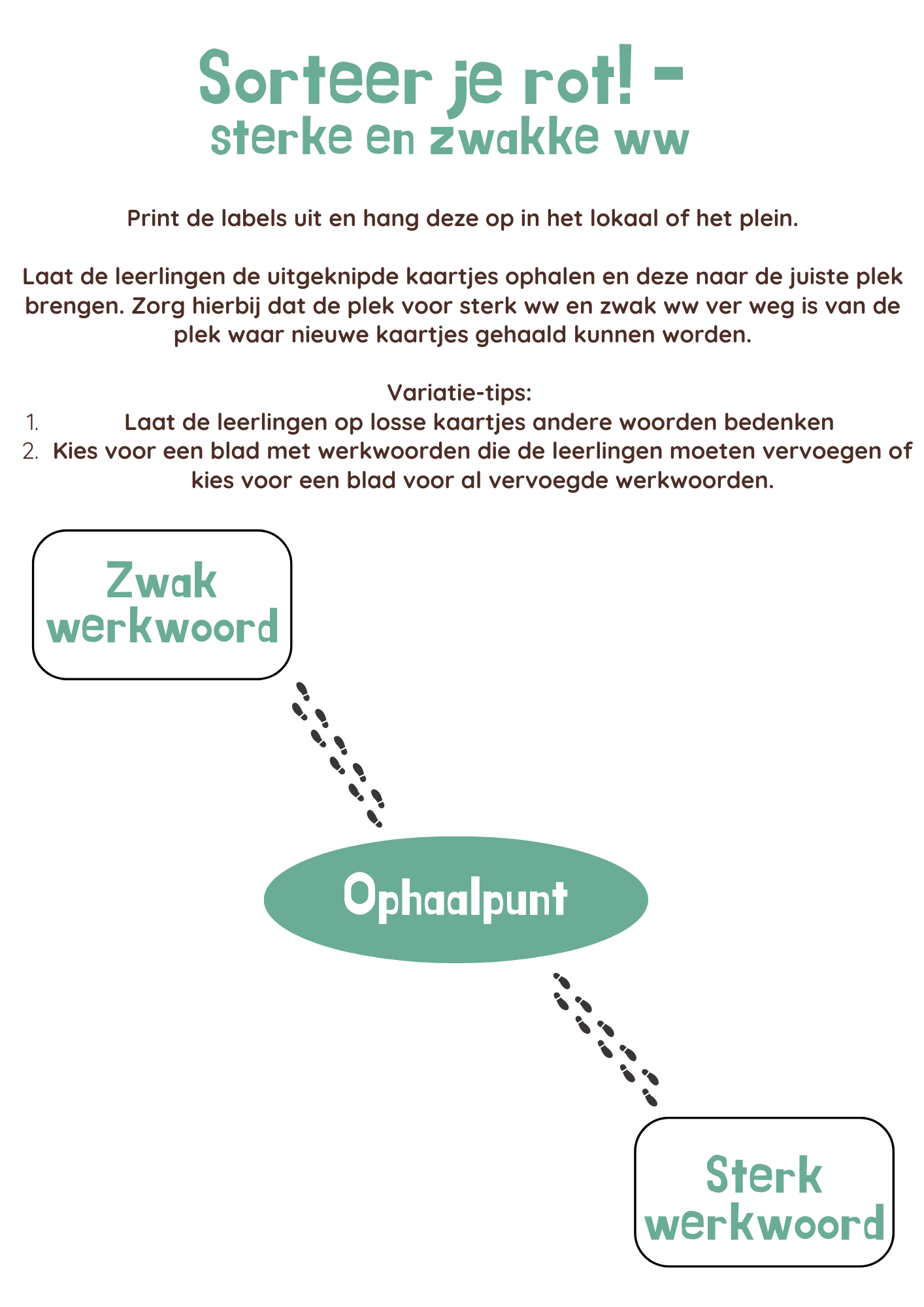 Sorteer je rot! (sterke en zwakke werkwoorden) - gratis download