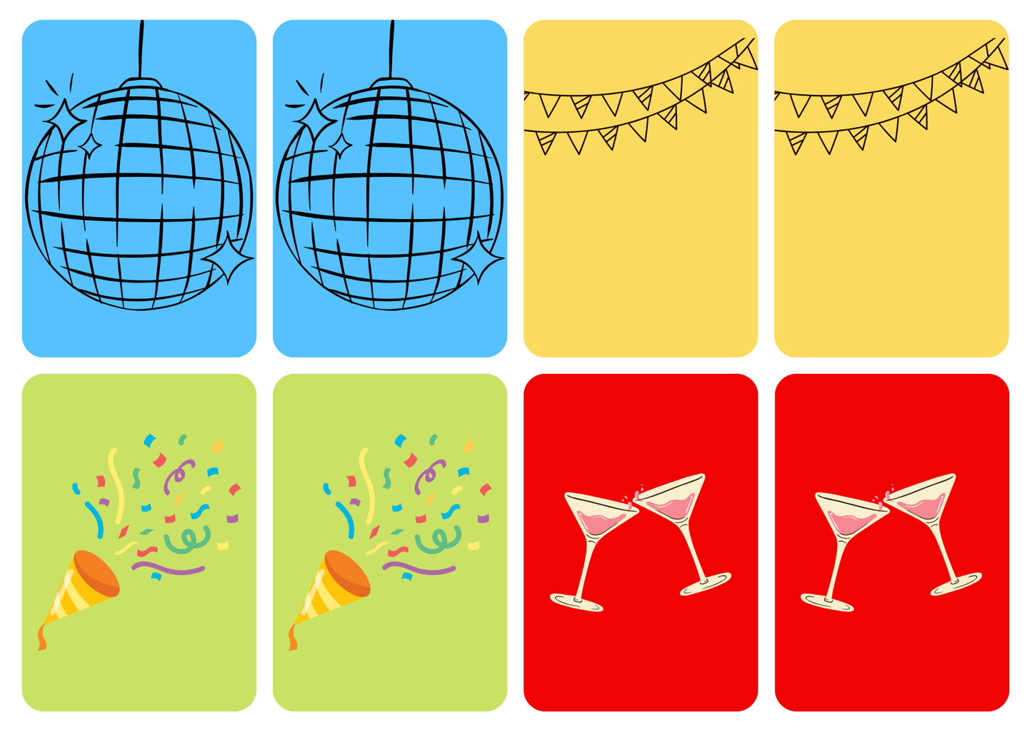 Matching cards thema 'Feest'