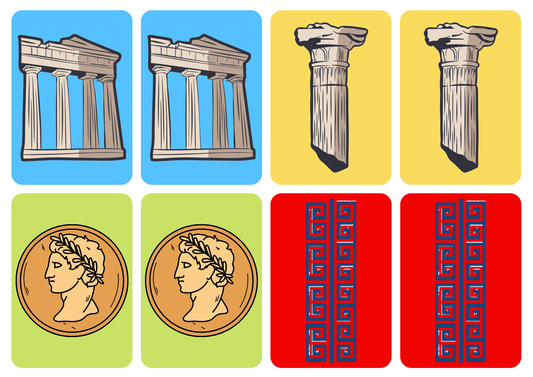 Matching cards thema 'Grieken en Romeinen'