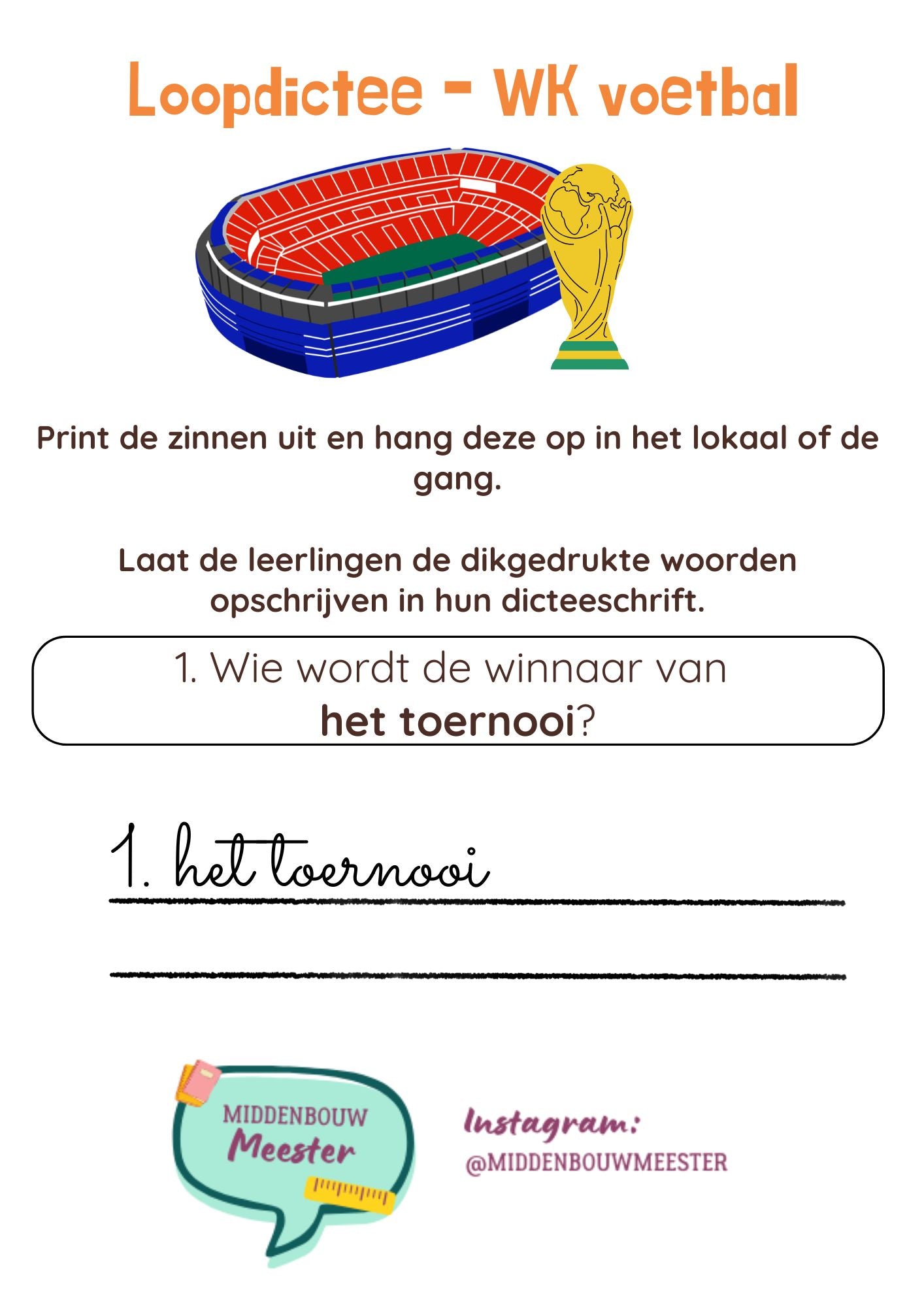 Loopdictee WK-voetbal groep 4 t/m 8