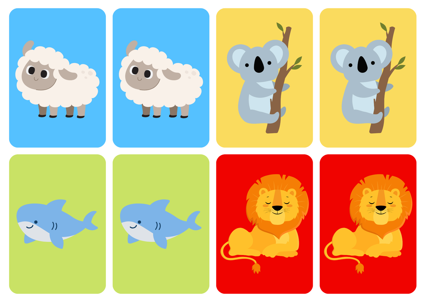 Matching cards - thema 'Dieren'