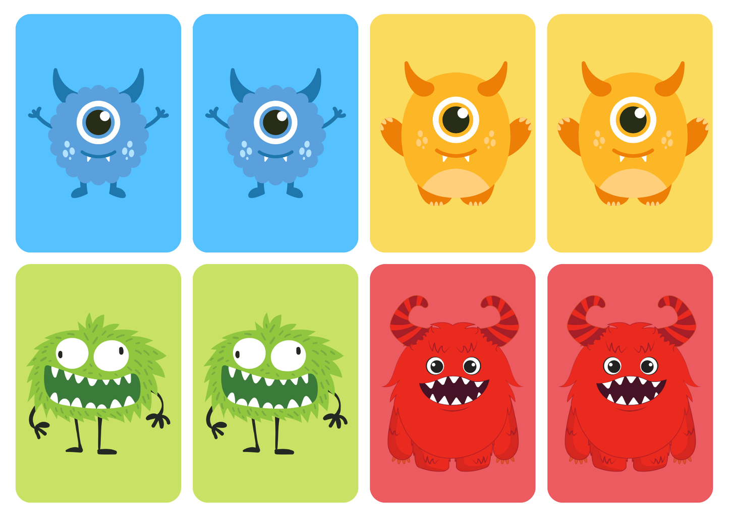 Matching cards - thema 'Monsters'