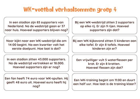 WK-voetbalsommen voor groep 4, 5 en 6