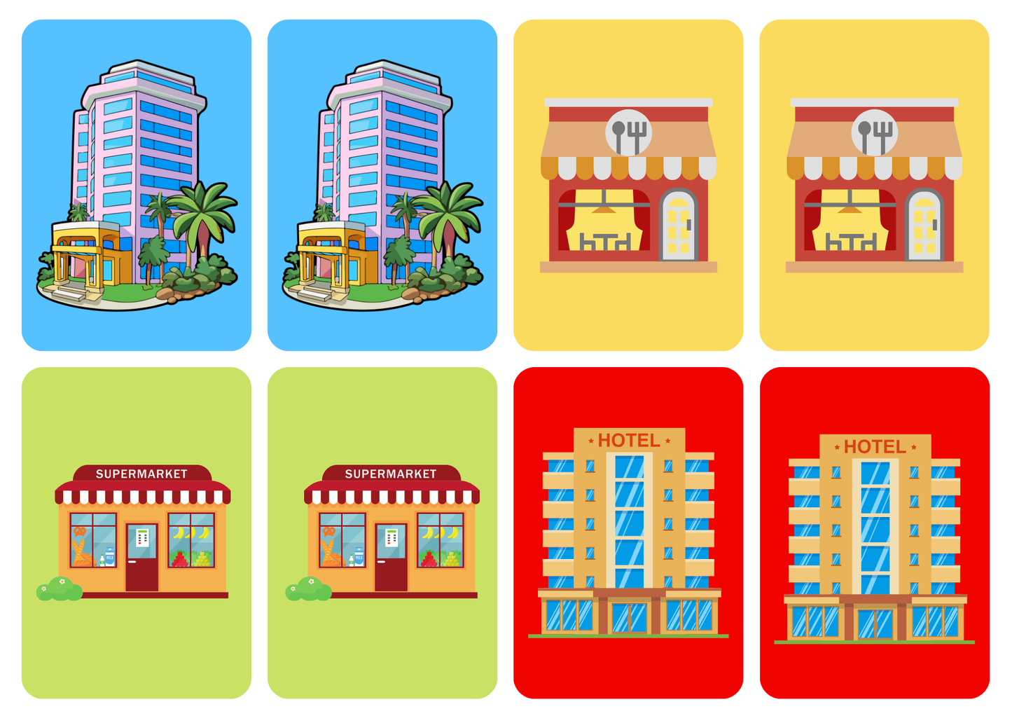 Matching cards - thema 'Gebouwen'