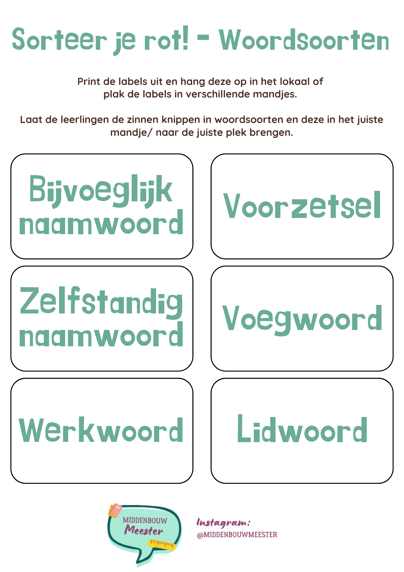 Sorteer je rot! woordsoorten - gratis download