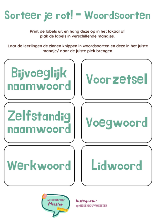 Sorteer je rot! woordsoorten - gratis download