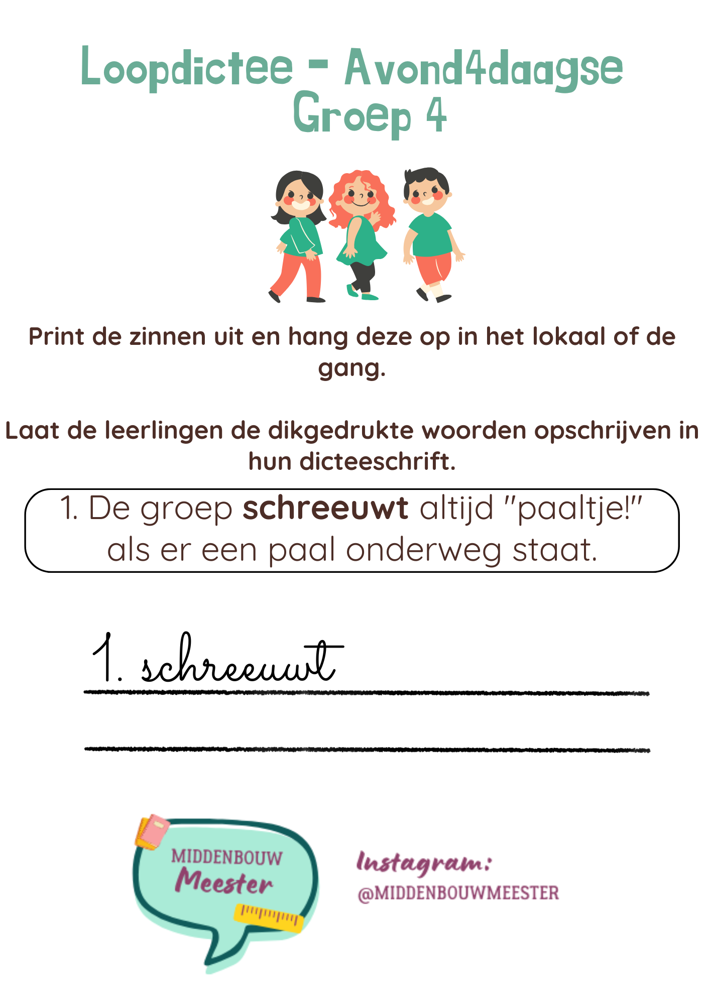 Loopdictee thema Avond4daagse - gratis download