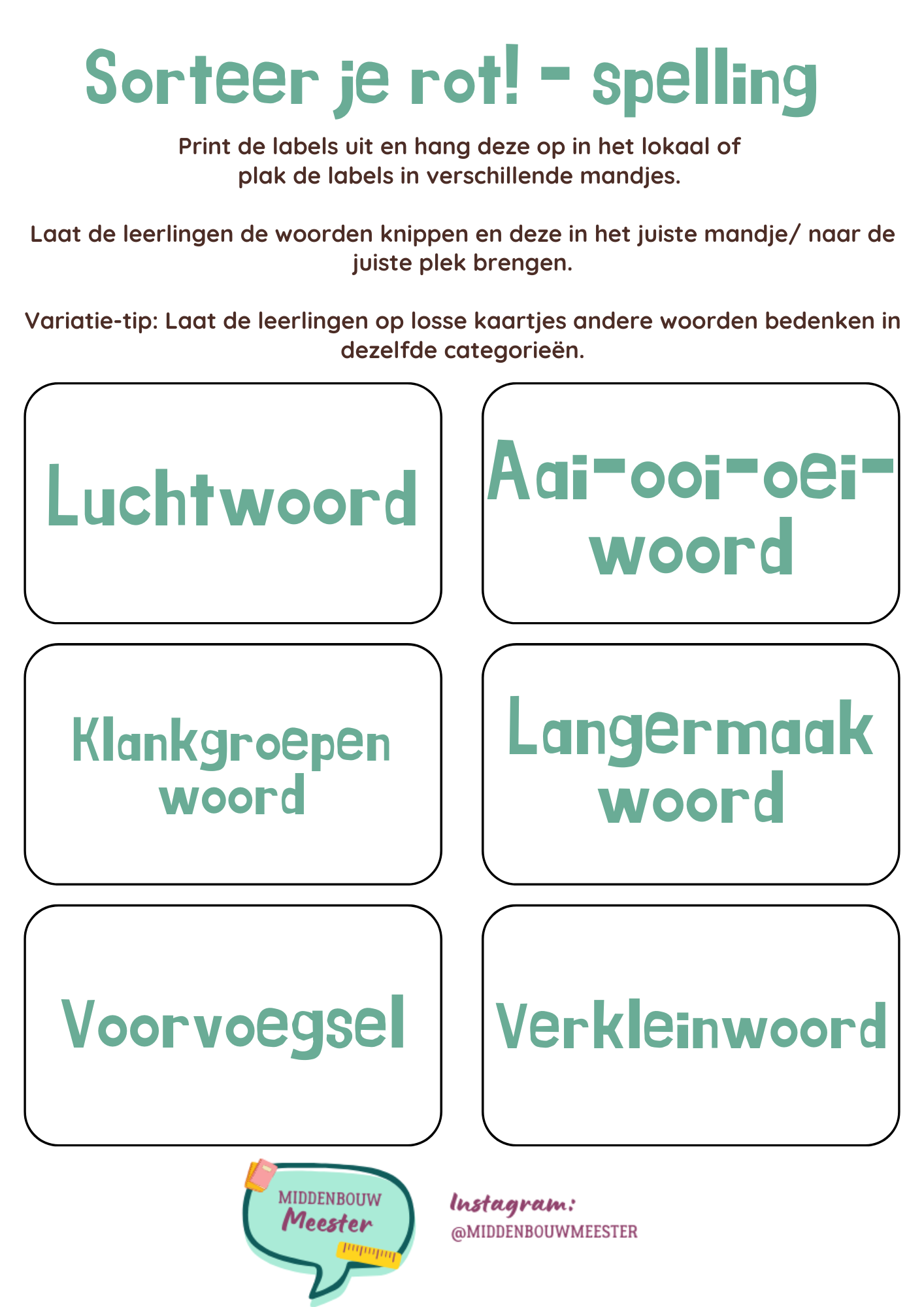 Sorteer je rot! - eind groep 4 spelling