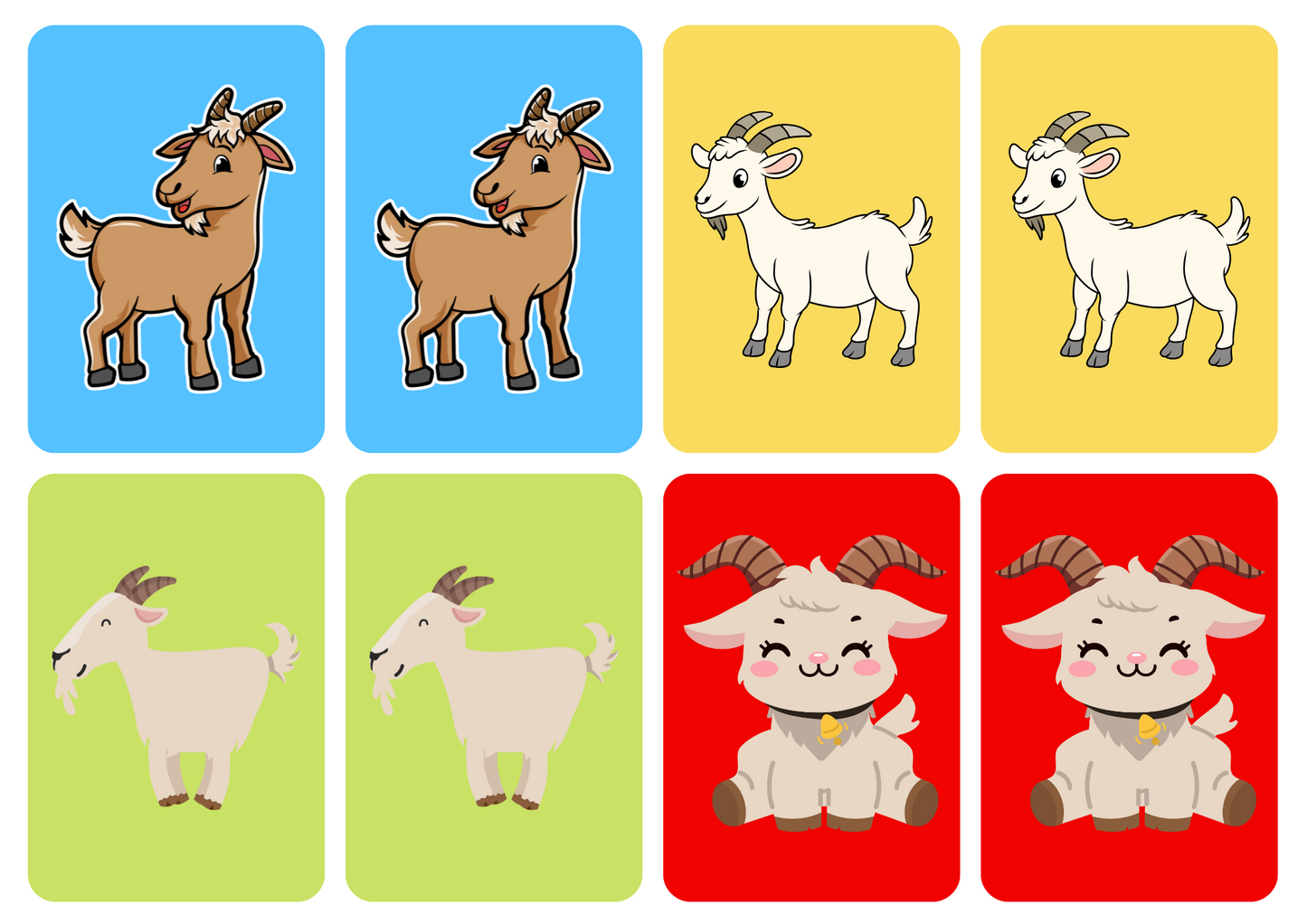 Matching cards - thema 'Geiten'