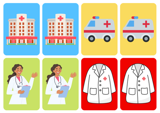 Matching cards thema 'Ziekenhuis'