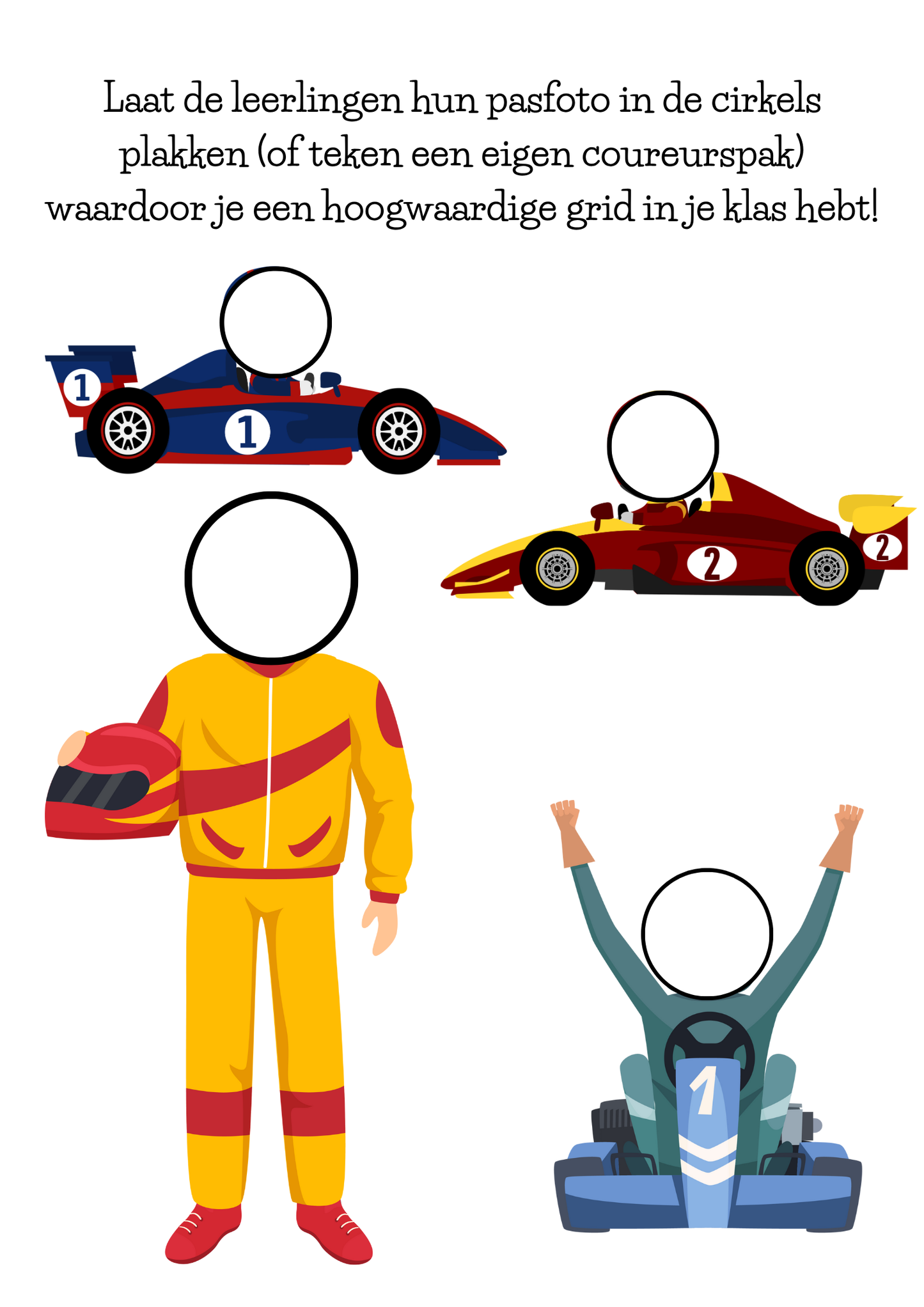 Dagritmekaarten thema 'Racen' of 'Formule 1'