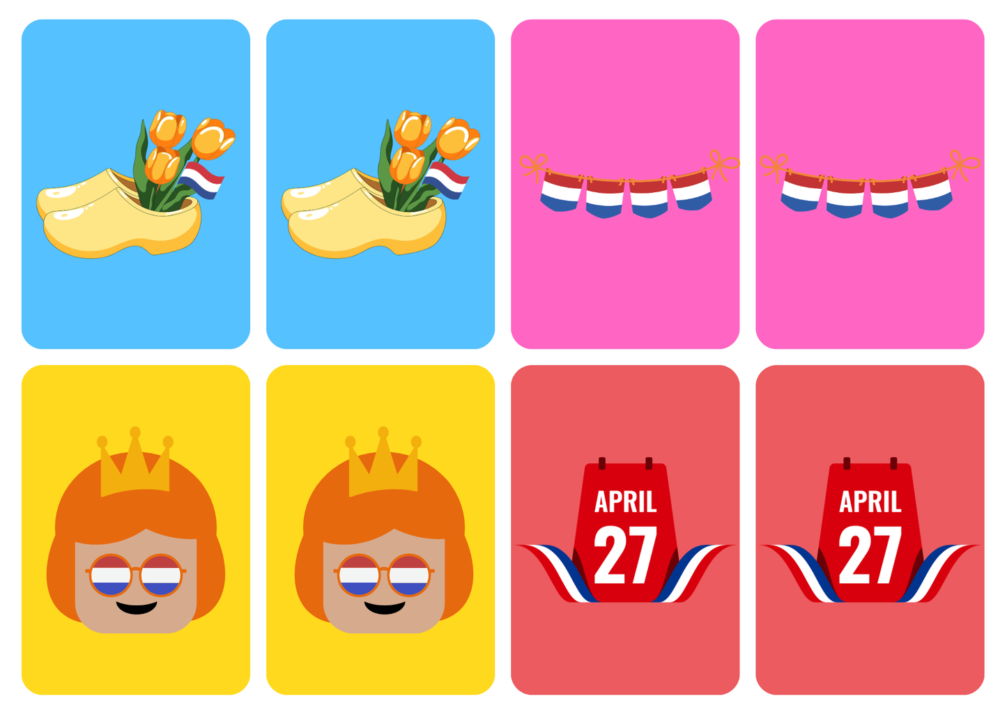 Matching cards thema 'Koningsdag'