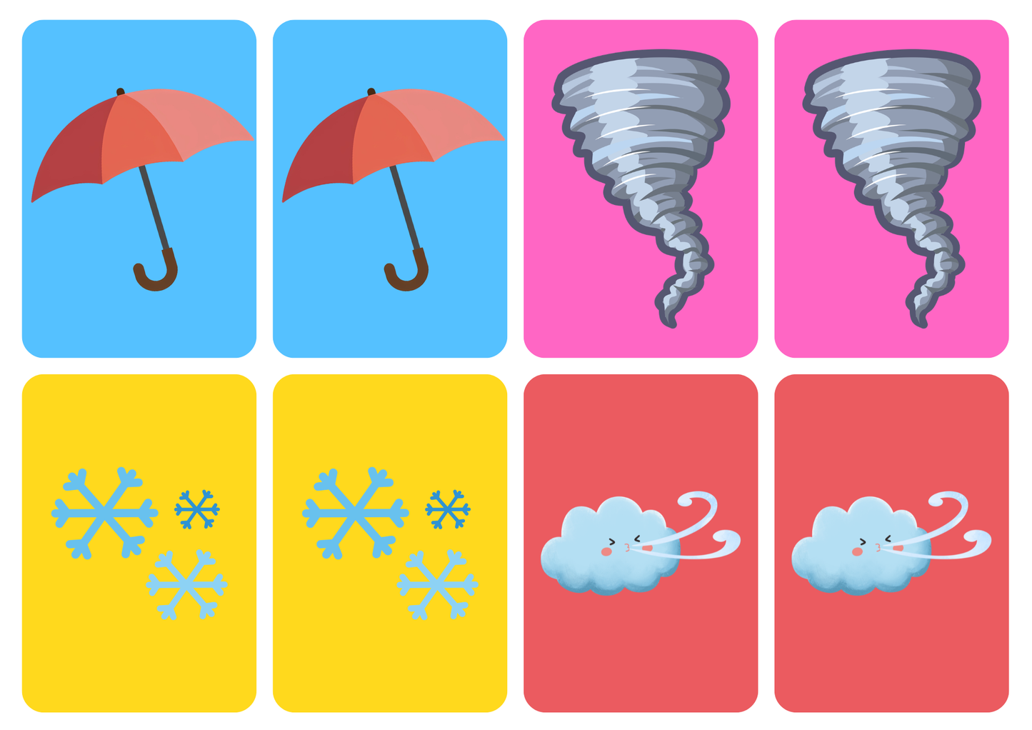 Matching cards thema 'Weer'
