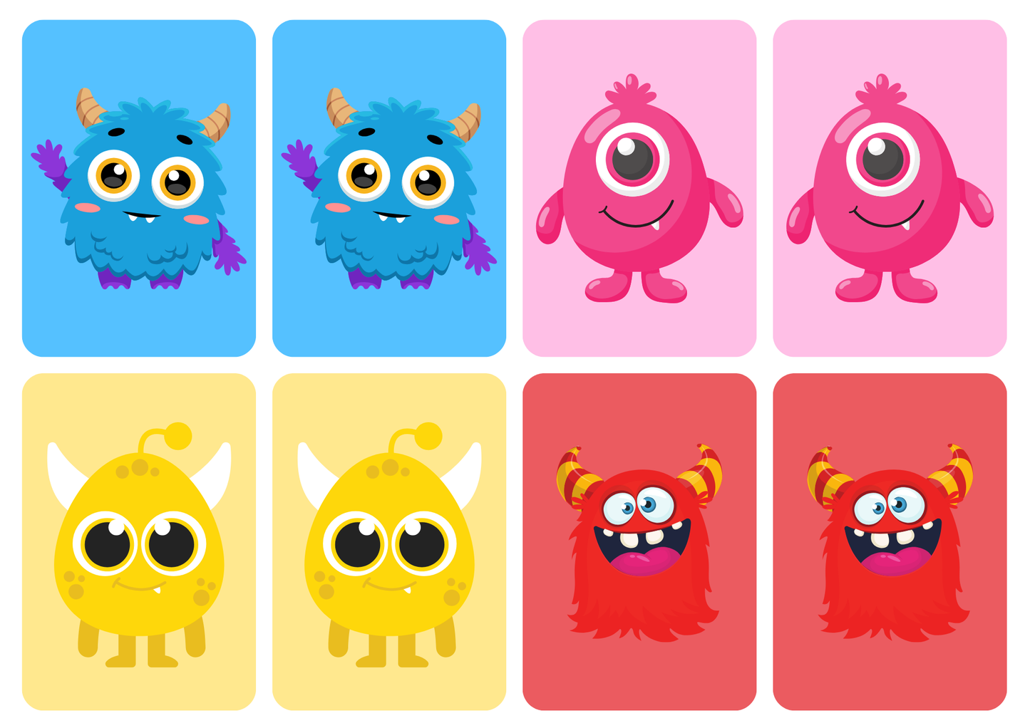 Matching cards - thema 'Monsters'