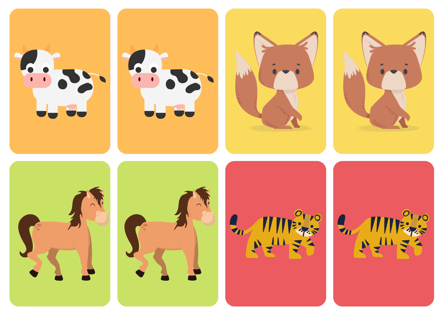 Matching cards - thema 'Dieren'