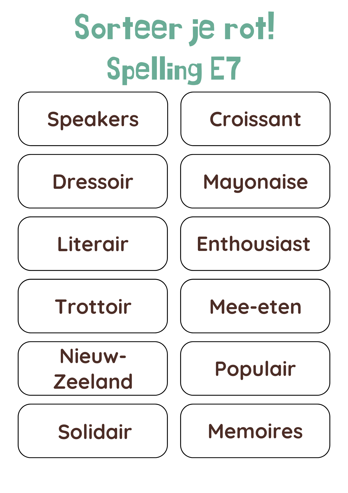 Sorteer je rot! - eind groep 7 spelling
