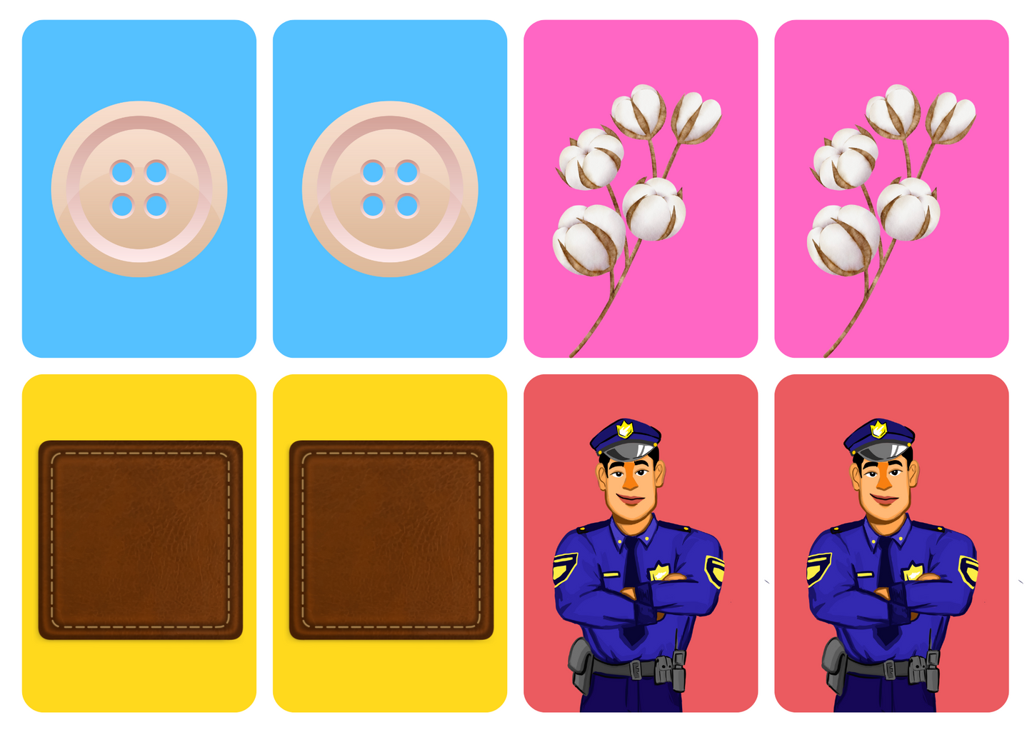 Matching cards - thema 'Kleding'