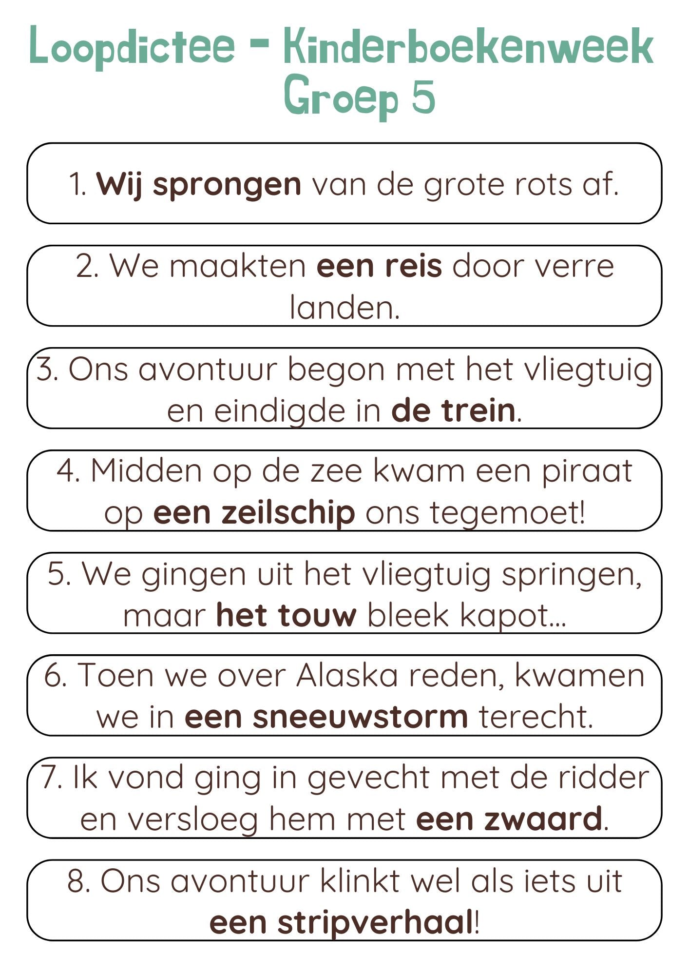 Loopdictee Kinderboekenweek groep 5 - gratis download