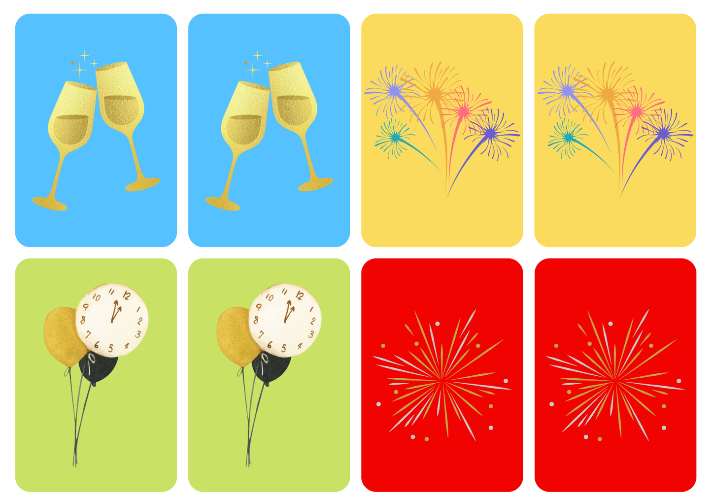 Matching cards - thema 'Nieuwjaar'
