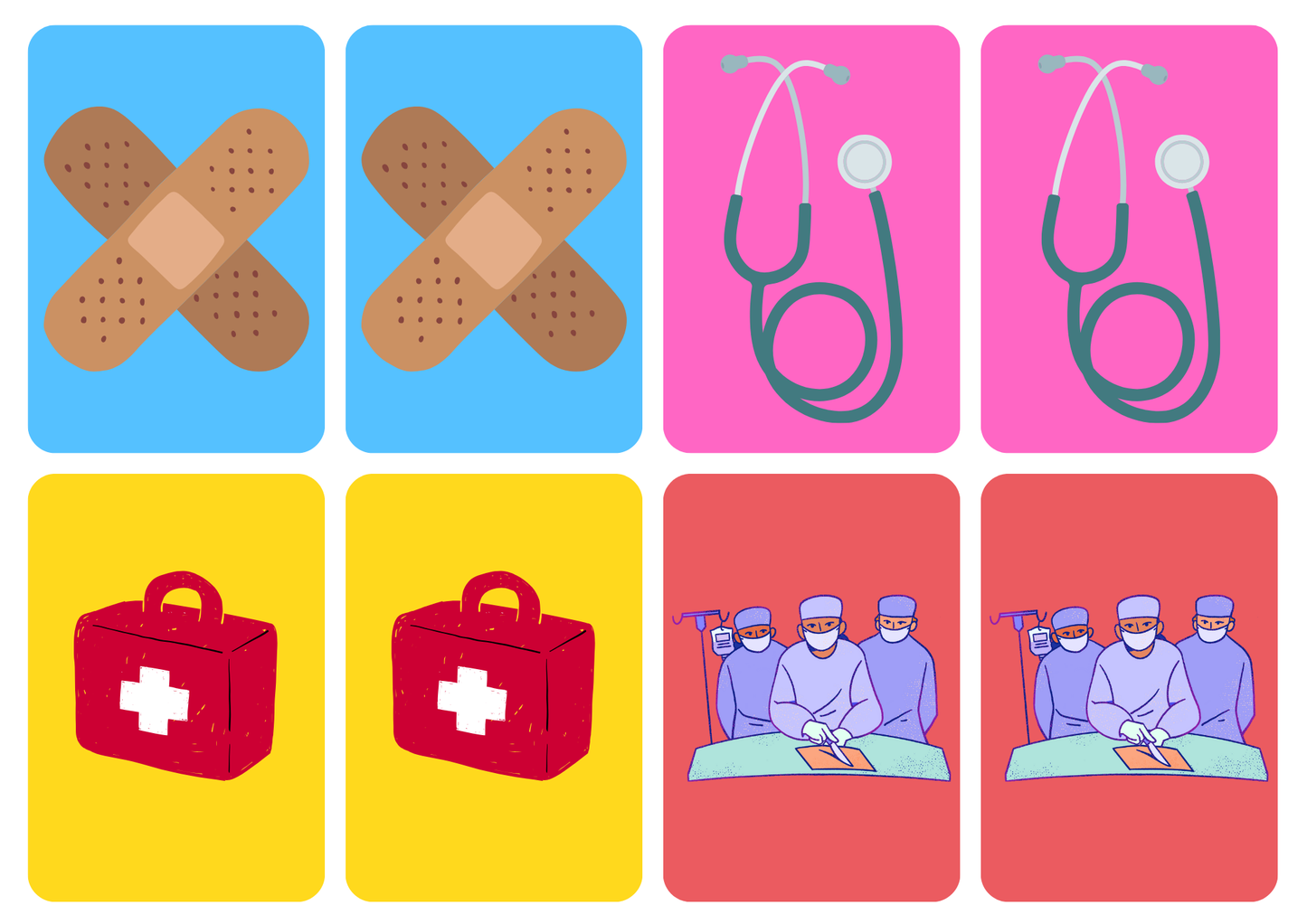 Matching cards thema 'Ziekenhuis'