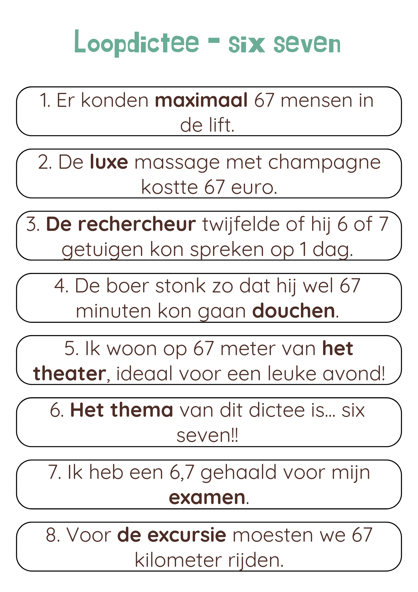 Loopdictee - six seven