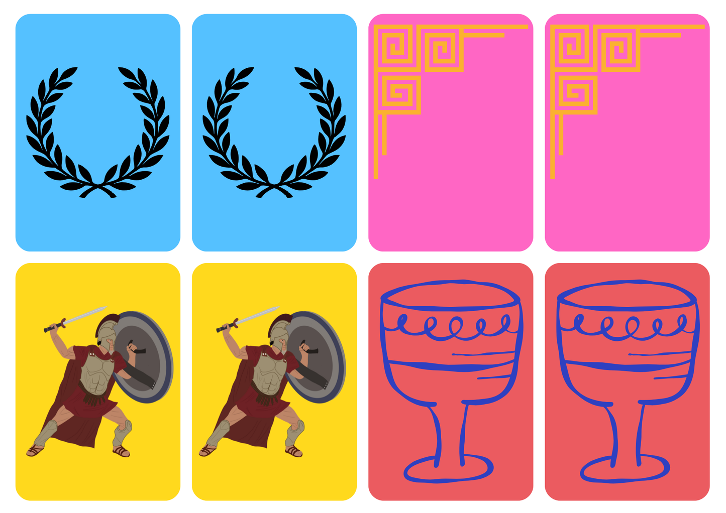Matching cards thema 'Grieken en Romeinen'