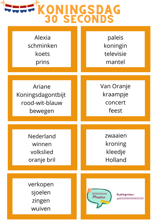 30 seconds thema 'Koningsdag' - eenvoudige versie