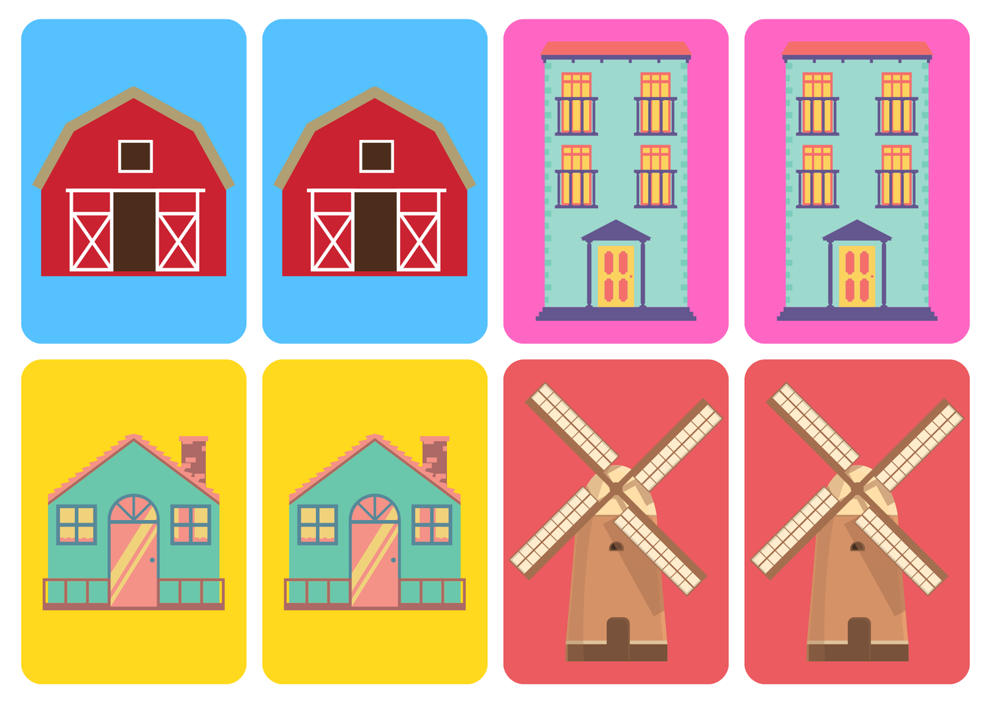 Matching cards - thema 'Gebouwen'