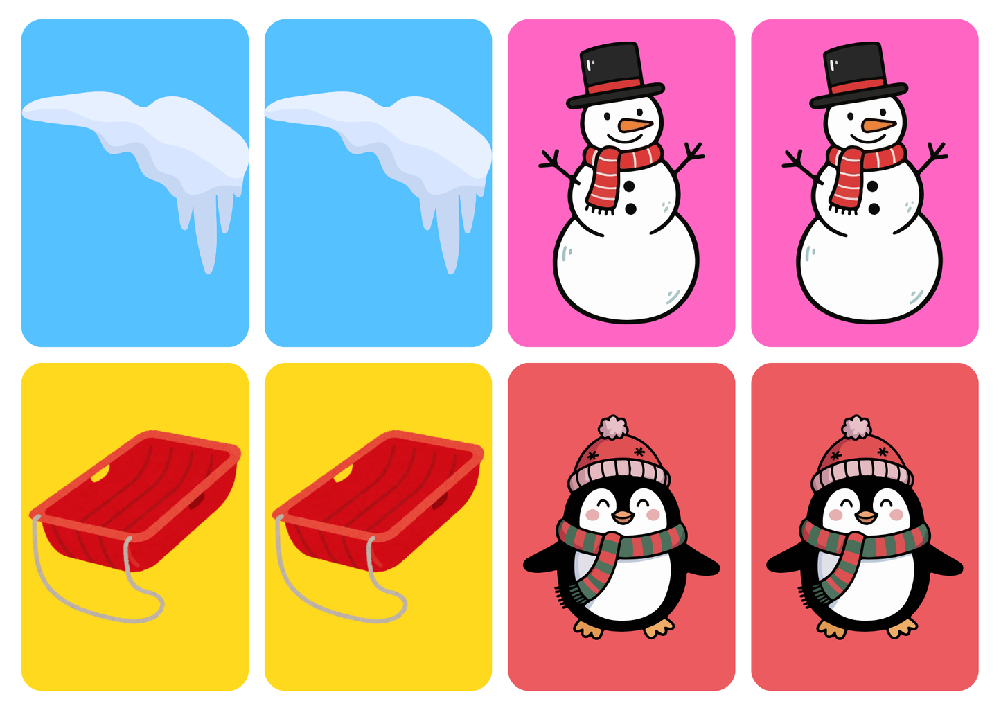 Matching cards thema 'sneeuw'