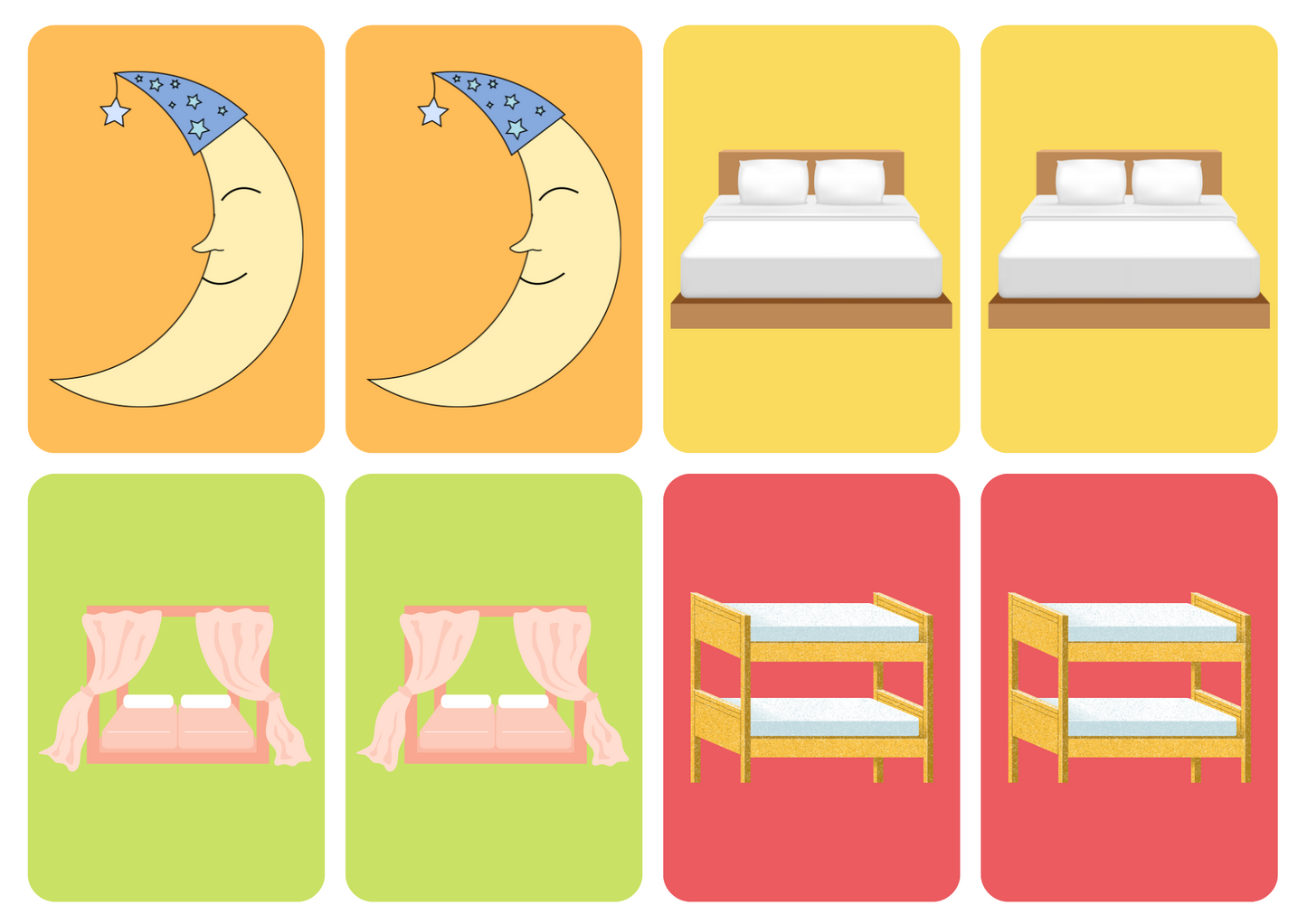 Matching cards - thema 'Slapen'