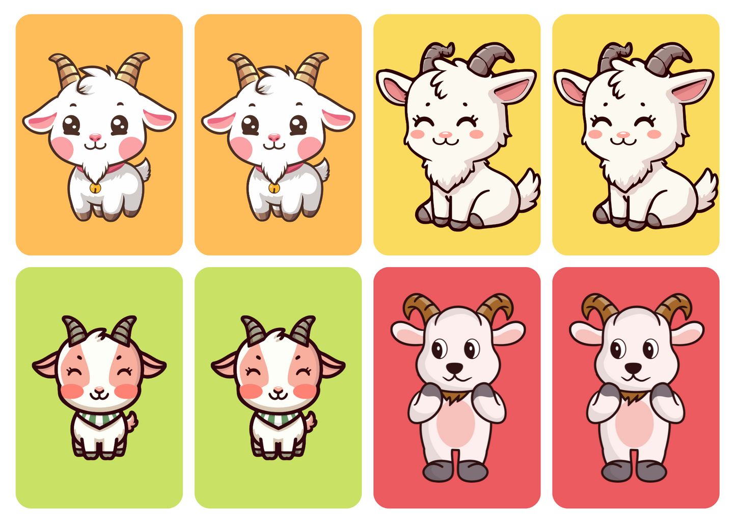 Matching cards - thema 'Geiten'